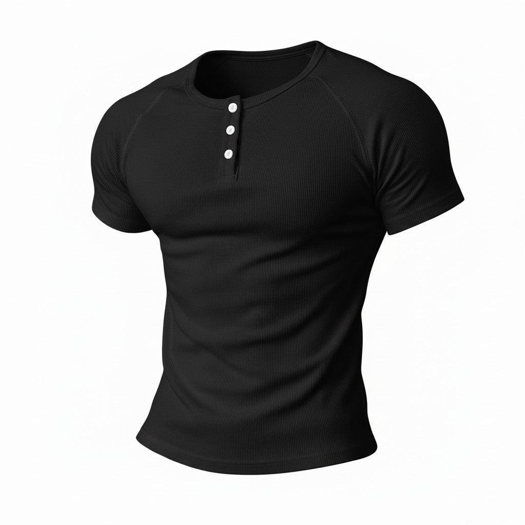 Henley Neck Compression Fit Tees
