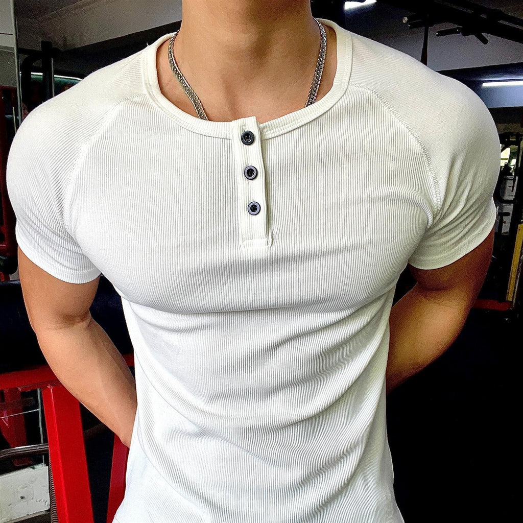 Henley Neck Compression Fit Tees