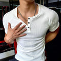 Henley Neck Compression Fit Tees